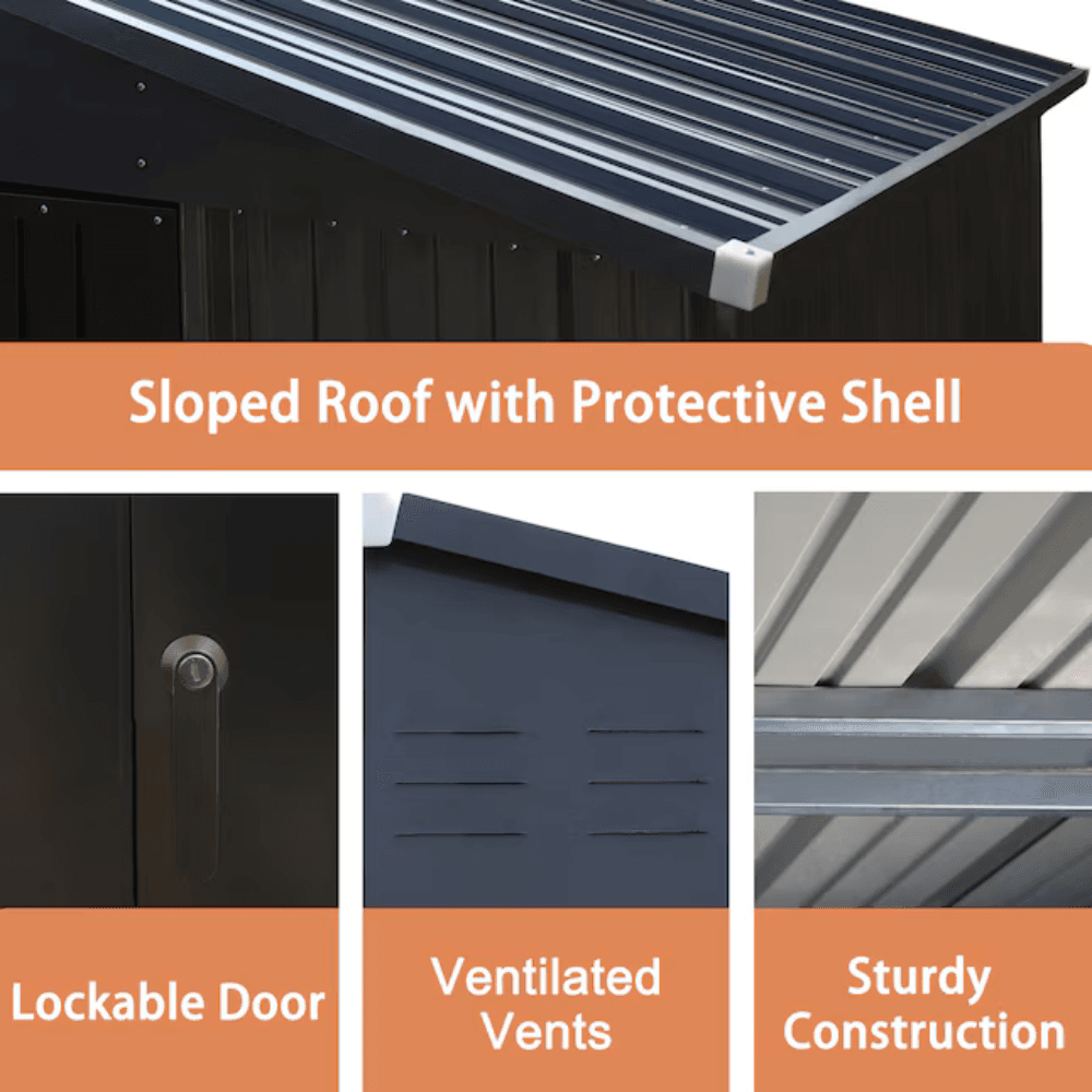 10 ft. W x 12 ft. D Outdoor Metal Storage Shed in Gray (120 sq. ft.)