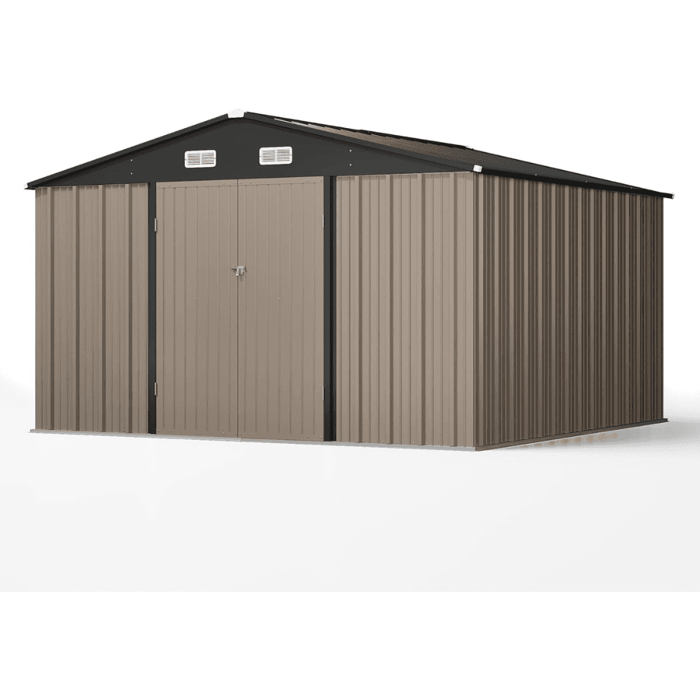 10 ft. W x 10 ft. D Outdoor Metal Storage Shed in Gray (100 sq. ft.)