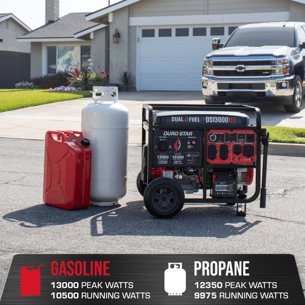 13000-Watt Push Button Start Dual Fuel Gas and Propane Powered Portable Generator with CO Shutdown Sensor 50Amp Outlet