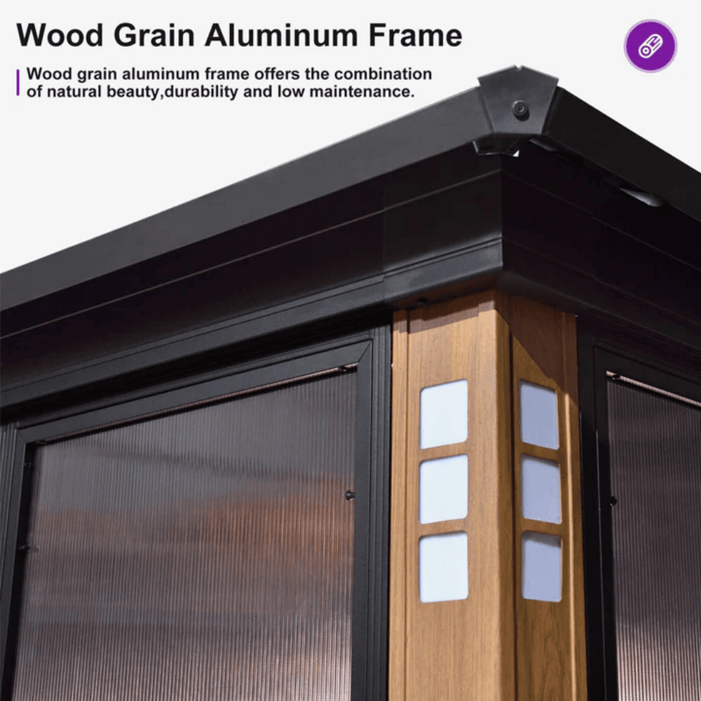 12 ft. X 16 ft. Sunroom Hardtop Gazebo Solarium Galvanized Steel Double Roof Aluminum Screen House Patio Backyard