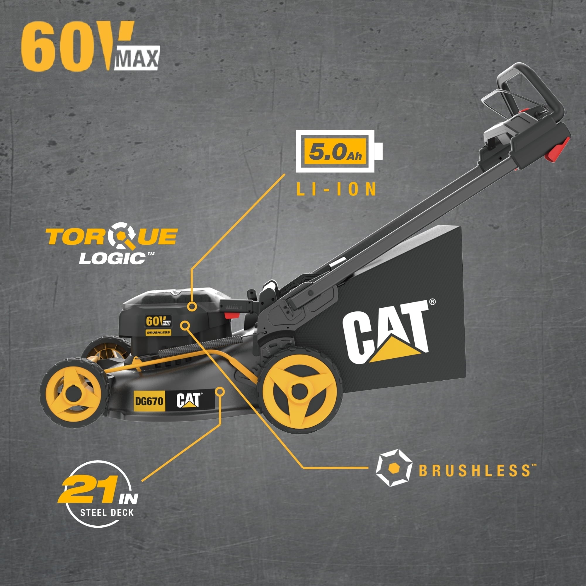 60V 21" Self-Propelled Brushless Lawn Mower (5.0ah Battery & Charger Included)