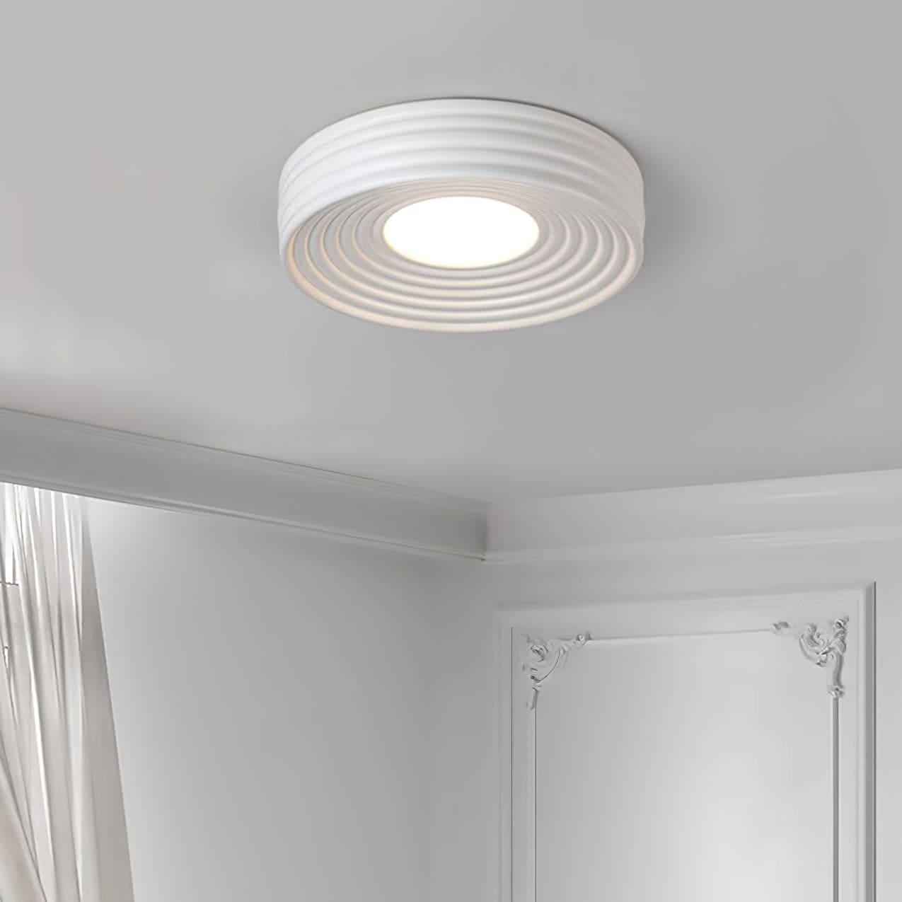 Cream Ribbed Ceiling Light