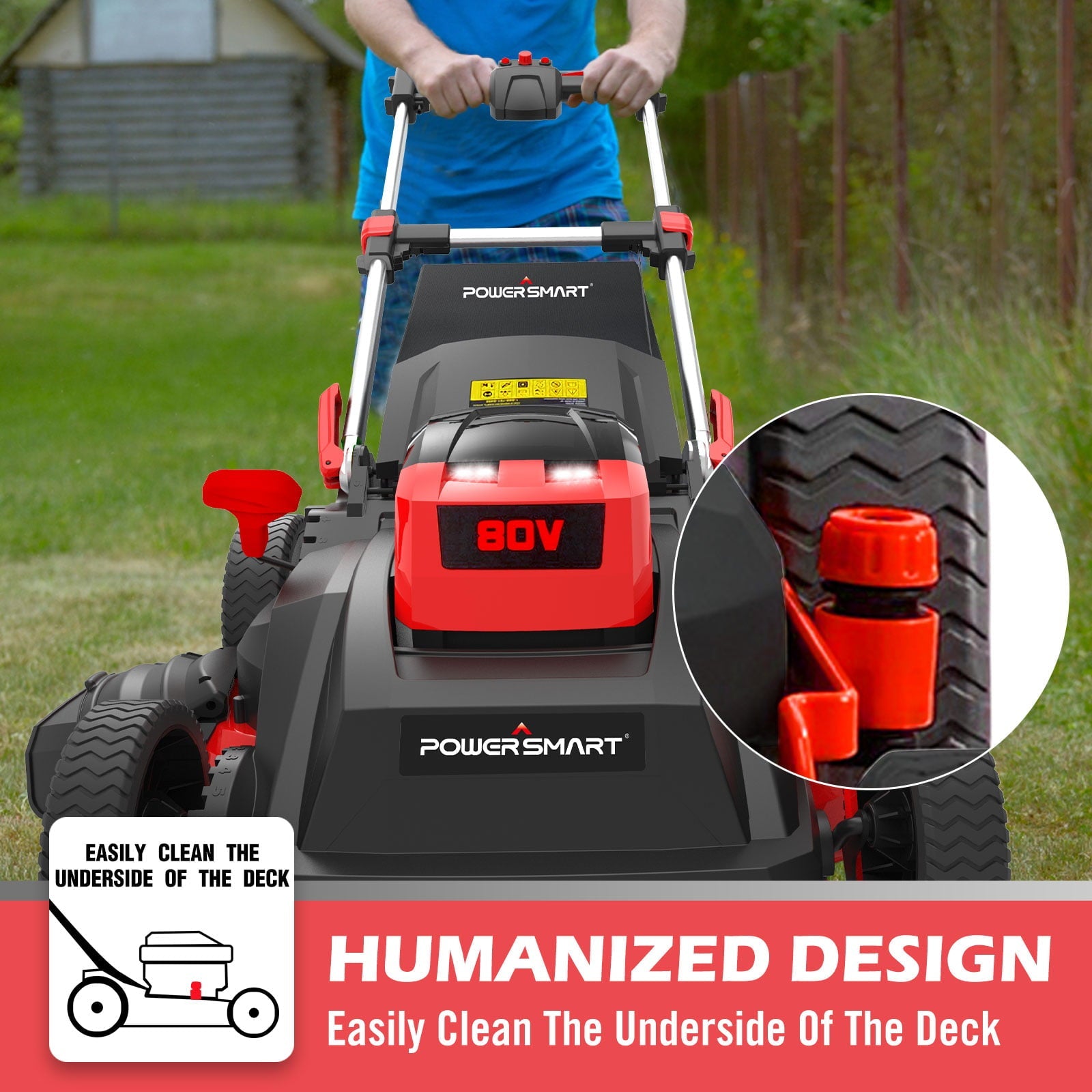 PowerSmart 80V 26-inch Self-Propelled Cordless Lawn Mower with 6.0Ah Battery and Charger
